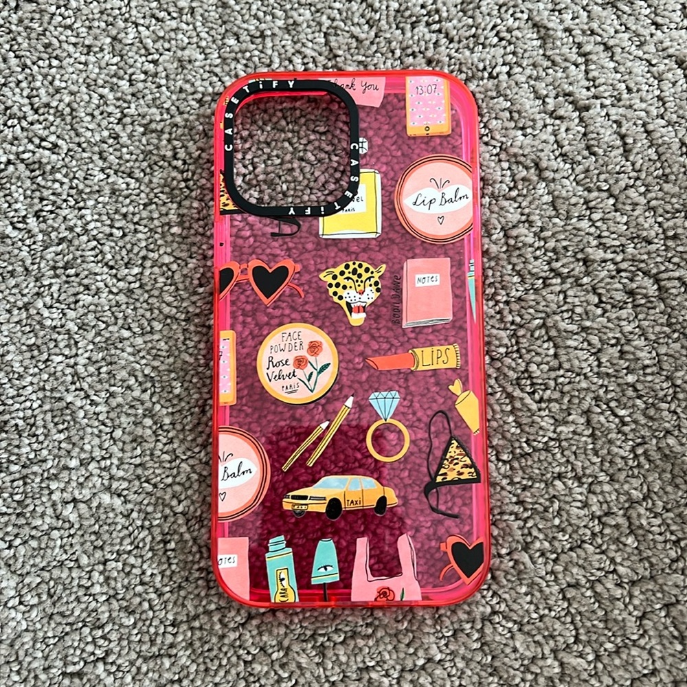 Casetify Pink Sticker patch iPhone 13 Pro Max case